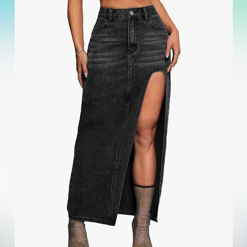 New Amazon denim skirt with high split